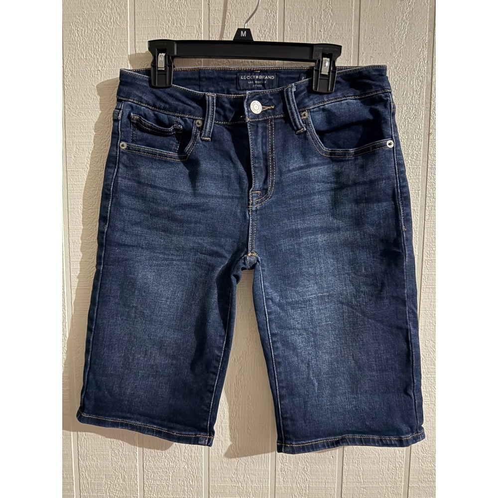 Lucky Brand Womens Dark Wash Denim Bermuda Shorts Size 2 Stretch Jean Shorts